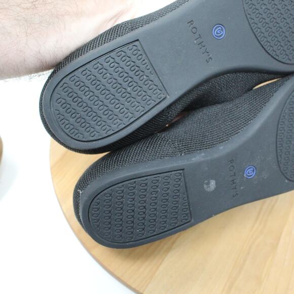 Rothys Shoes Womens 8.5 The Point Ballet Flats Black Knit Work Business Office - Picture 7 of 10